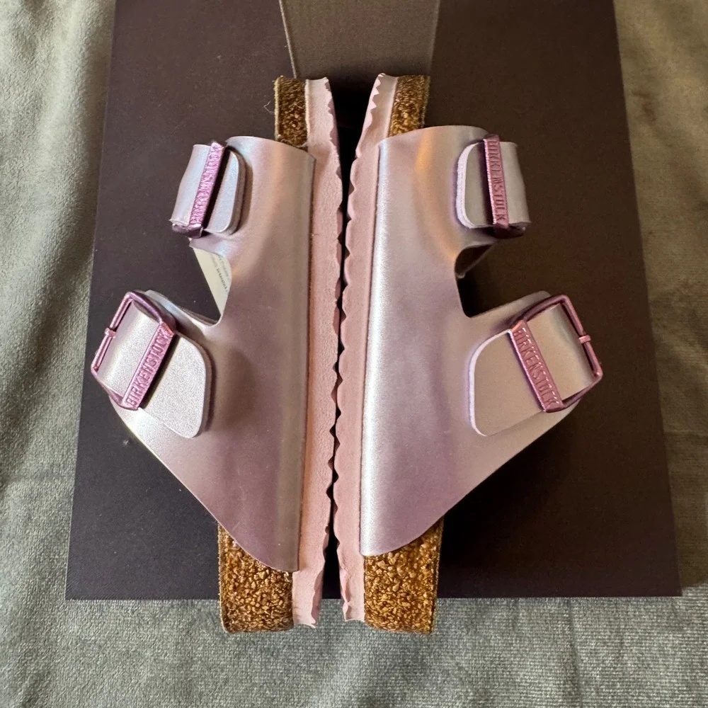 Birkenstock Kids Arizona Sandal 26 Lavender Pink Electric Metallic Slides